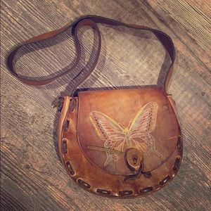 Vintage Leather Butterfly Satchel